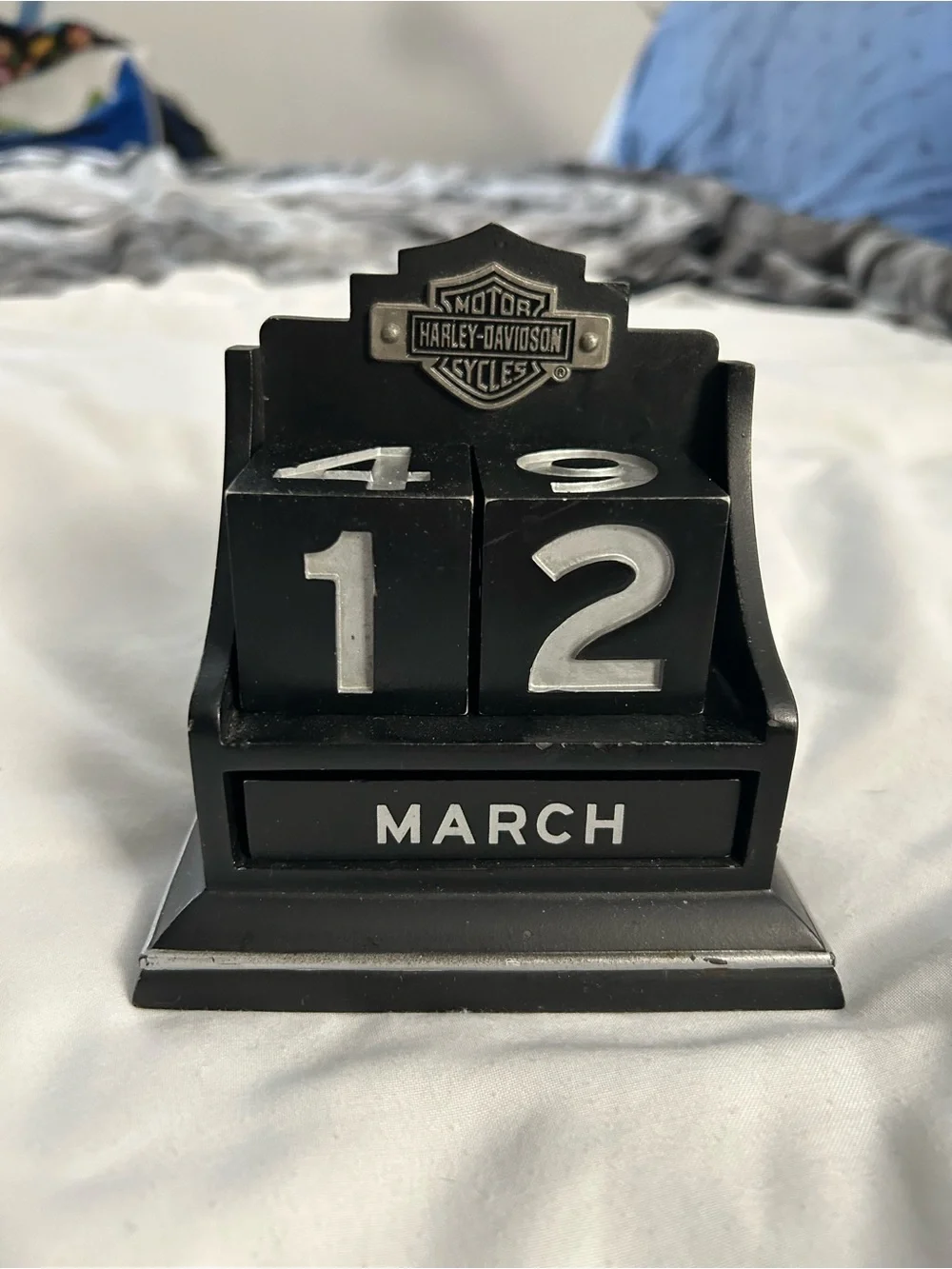 Harley-Davidson Black and Silver Perpetual Desk Calendar